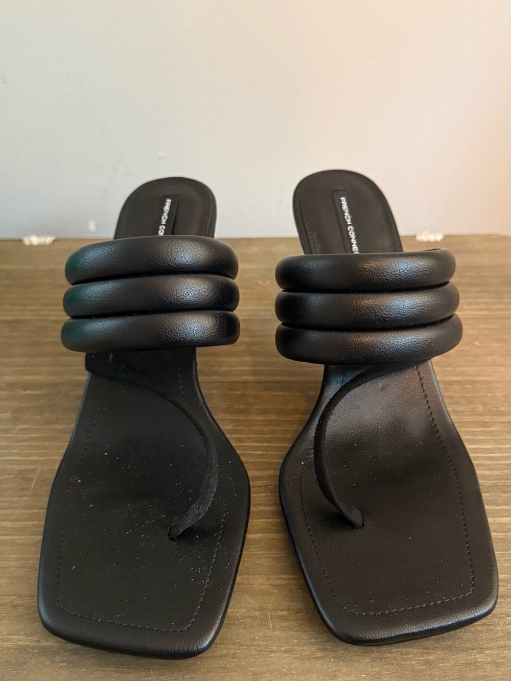 French Connection Black Triple-Loop Slide Sandals - Valarie S